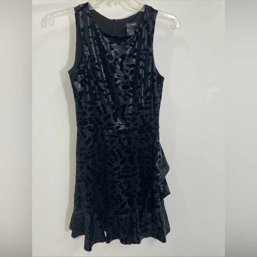 Aqua S Babydoll Cheetah Club Dress Leopard Animal Sleeveless Mini Mock Wrap Tier